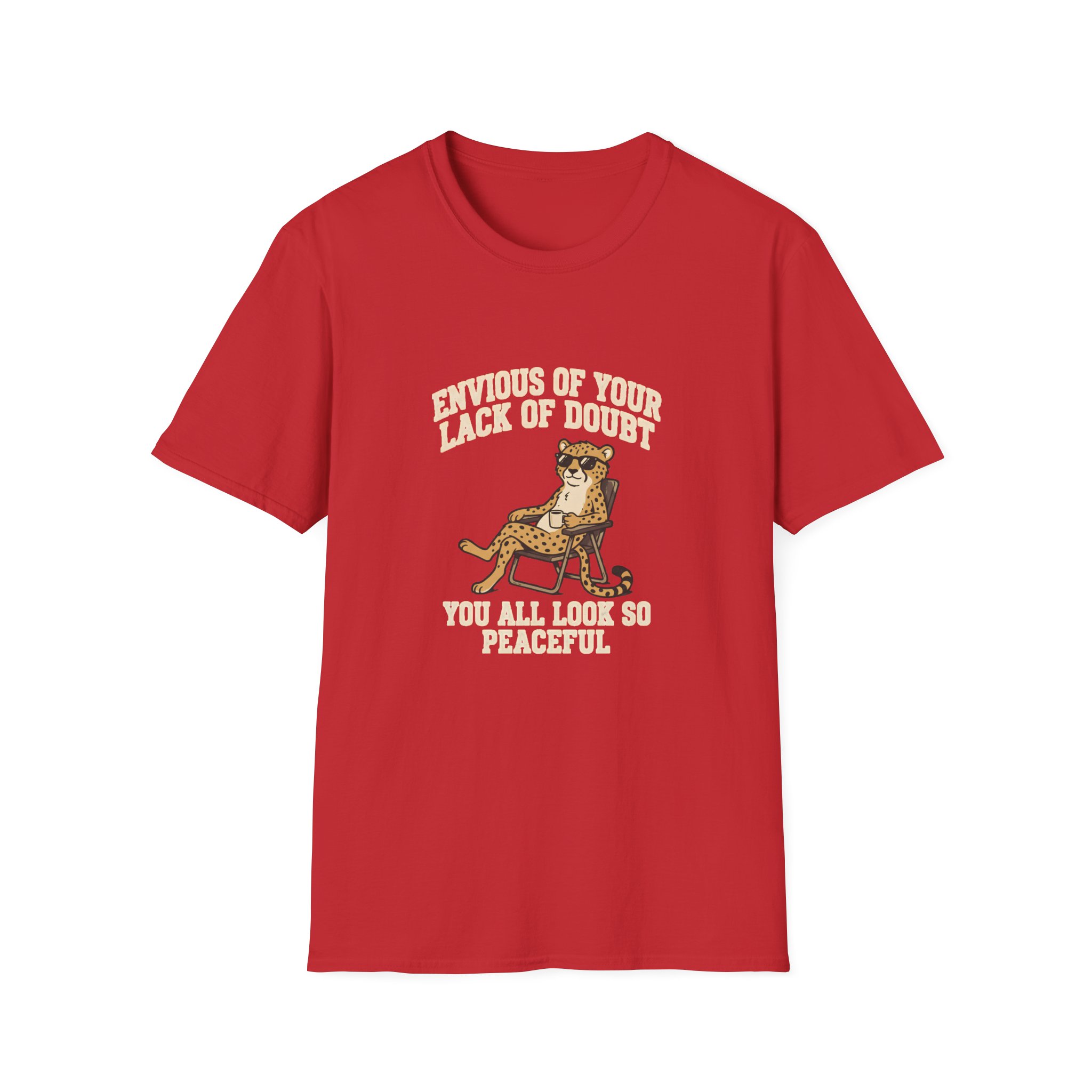 Leopard Recliner Tee — “Envious of Your Lack of Doubt” Vintage Cat Graphic T-Shirt - Image 21