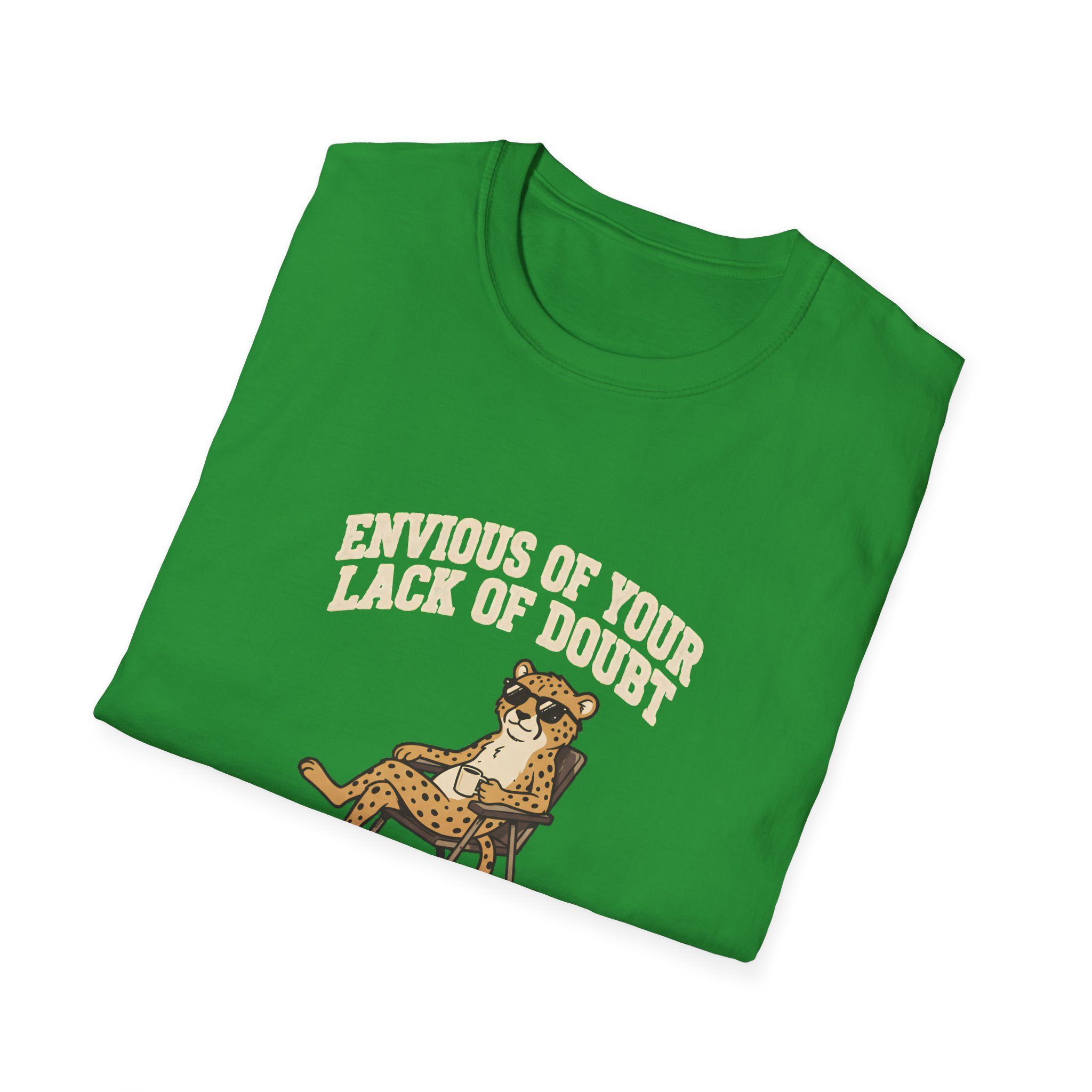Leopard Recliner Tee — “Envious of Your Lack of Doubt” Vintage Cat Graphic T-Shirt - Image 12