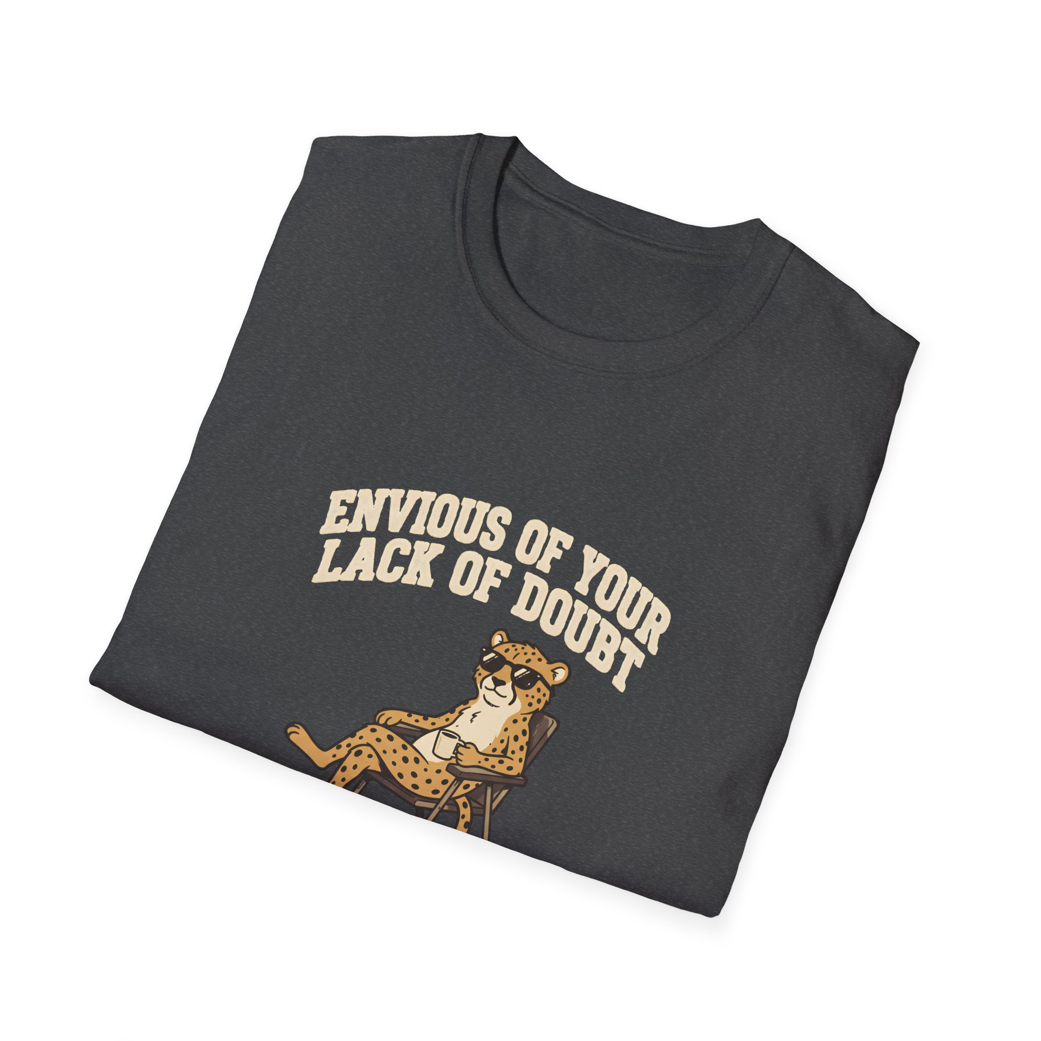 Leopard Recliner Tee — “Envious of Your Lack of Doubt” Vintage Cat Graphic T-Shirt - Image 16