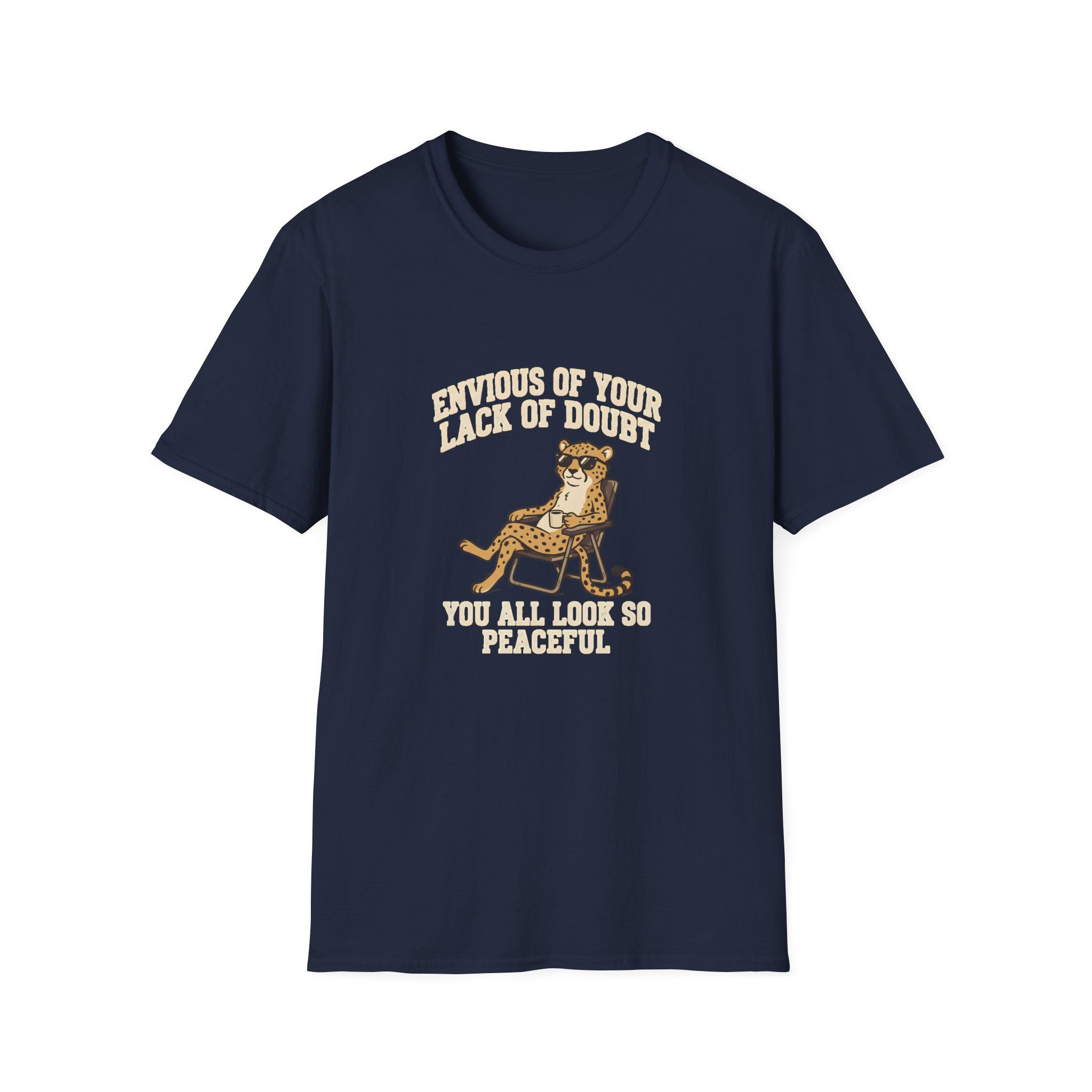 Leopard Recliner Tee — “Envious of Your Lack of Doubt” Vintage Cat Graphic T-Shirt - Image 17