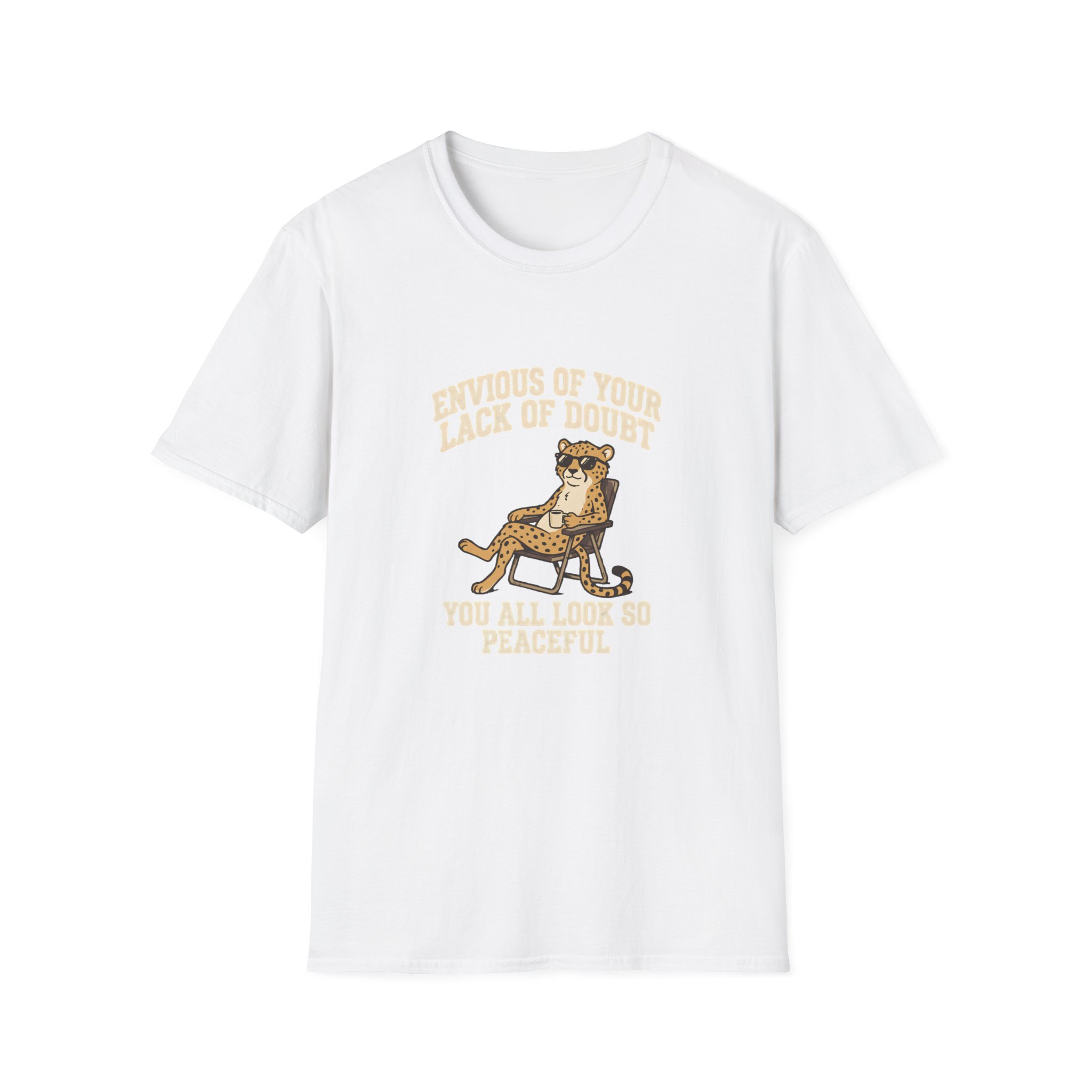Leopard Recliner Tee — “Envious of Your Lack of Doubt” Vintage Cat Graphic T-Shirt - Image 5