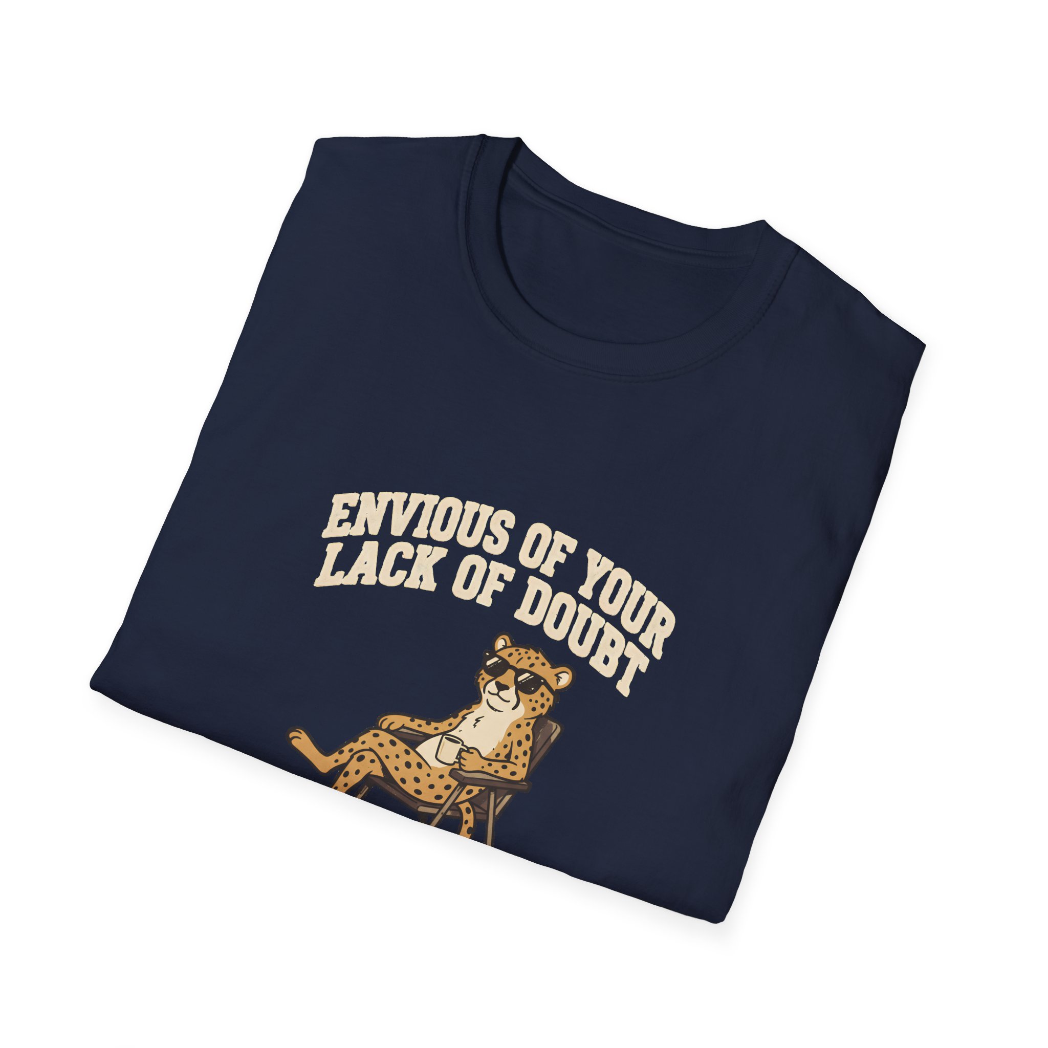 Leopard Recliner Tee — “Envious of Your Lack of Doubt” Vintage Cat Graphic T-Shirt - Image 20