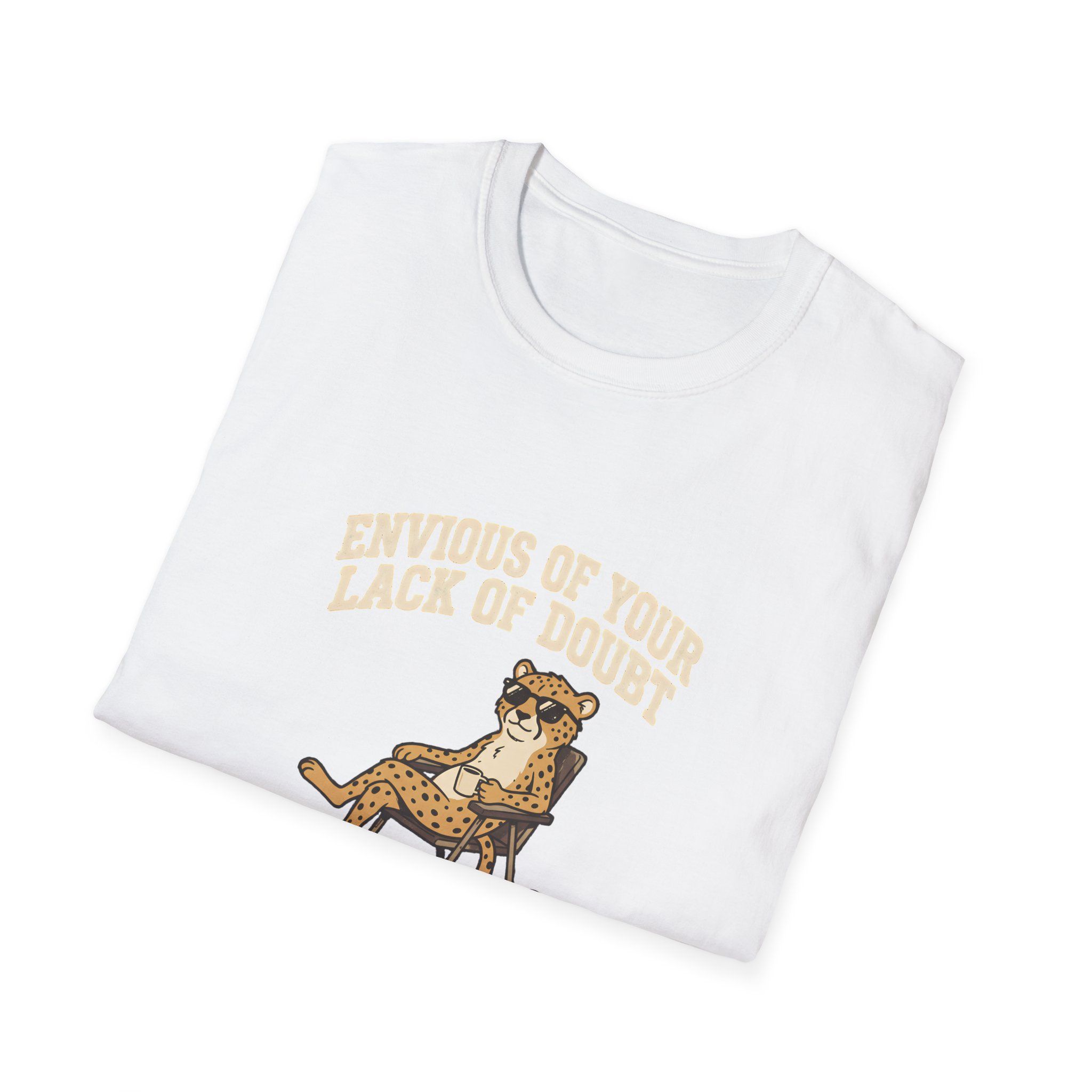 Leopard Recliner Tee — “Envious of Your Lack of Doubt” Vintage Cat Graphic T-Shirt - Image 8